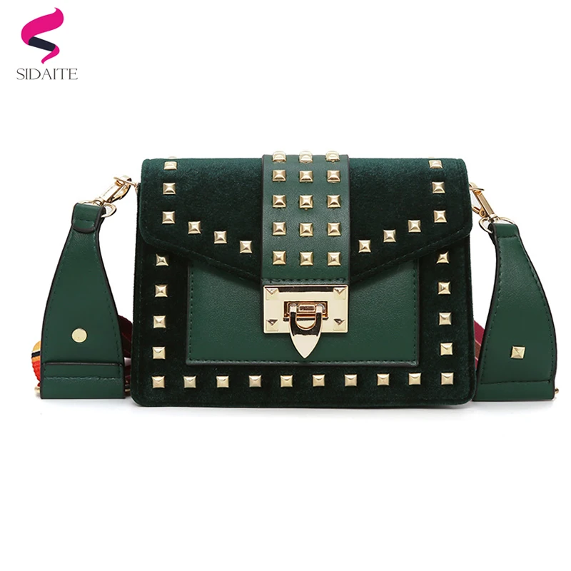 Luxury Brand Fashion Velvet Women Colorful Strap Shoulder Bag Lady Messenger Crossbody Bags Designer Rivet Handbags Black/Green
Luxury Brand Fashion Velvet Women Colorful Strap Shoulder Bag Lady Messenger Crossbody Bags Designer Rivet Handbags Black/Green