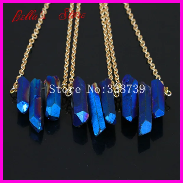 1pc Raw Blue Flame Rainbow Titanium Aura Cryatal Quartz Spike Necklace Rough Druzy Point Arrow Boho Gems with Gold Brass Chain 
1pc Raw Blue Flame Rainbow Titanium Aura Cryatal Quartz Spike Necklace Rough Druzy Point Arrow Boho Gems with Gold Brass Chain