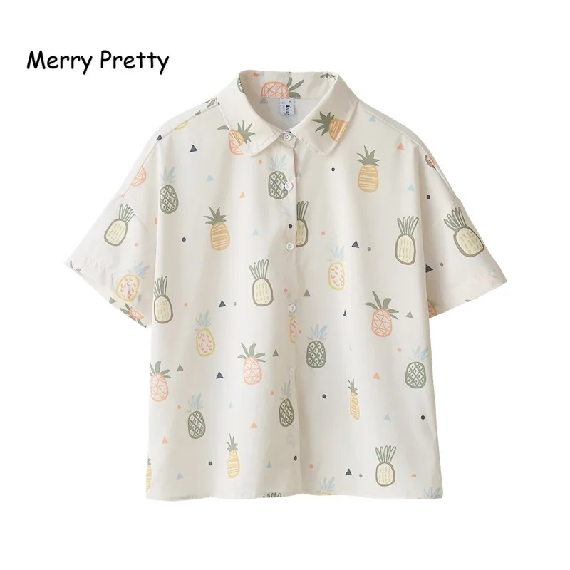 Merry Pretty autumn new sweet chiifon blouse women short sleeve cartoon pineapple fruit printed blouses turn-down collar shirts
Merry Pretty autumn new sweet chiifon blouse women short sleeve cartoon pineapple fruit printed blouses turn-down collar shirts