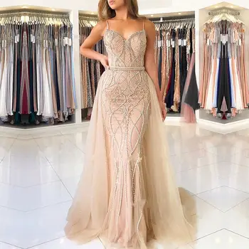 Glamorous Prom Dresses 2019 Spaghetti-Starps Beadings Crystal Formal Party Gowns Overskirt Evening Dresses Robes De Soiree
Glamorous Prom Dresses 2019 Spaghetti-Starps Beadings Crystal Formal Party Gowns Overskirt Evening Dresses Robes De Soiree