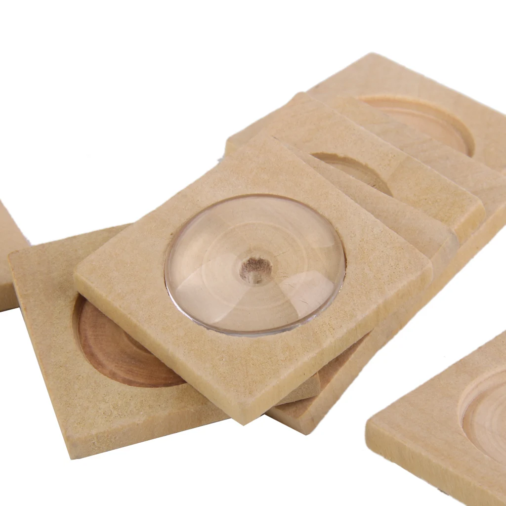 20pcs Vintage Square Wood Cameo Cabochon Setting Base Tray Pendants DIY Necklace Jewelry Making Accessories Findings 25mm