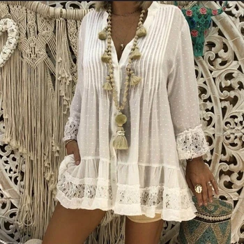 2019 Brand Women Shirt Summer Long Sleeve Loose Womens Tops and Blouses Fashion Solid Lace Chiffon V-Neck Tunic Blouse Plus Size
2019 Brand Women Shirt Summer Long Sleeve Loose Womens Tops and Blouses Fashion Solid Lace Chiffon V-Neck Tunic Blouse Plus Size