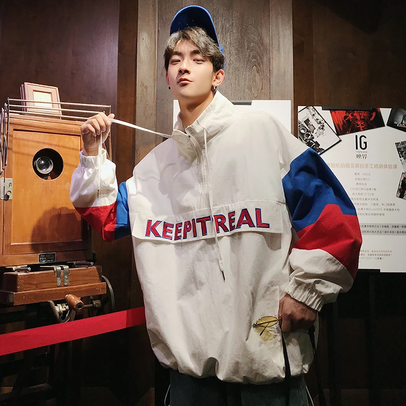 Fashion Casual Men's Jacket Spring And Autumn New M-XL Embroidery Stand Collar Loose Top Coat Tricolor Personality Youth Popular
Fashion Casual Men's Jacket Spring And Autumn New M-XL Embroidery Stand Collar Loose Top Coat Tricolor Personality Youth Popular