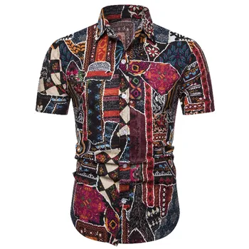 Summer Men's Blouse Shirts Ethnic Short Sleeve Casual Cotton Linen Hawaiian Printing Men Dress Shirts Tops Camisas Hombre
Summer Men's Blouse Shirts Ethnic Short Sleeve Casual Cotton Linen Hawaiian Printing Men Dress Shirts Tops Camisas Hombre