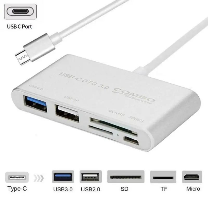 

5 in 1 USB C External Card Reader Type-C to Micro Usb USB3.0/2.0 SD/TF Card Slot High Speed Adapter For Camera Macbook Android