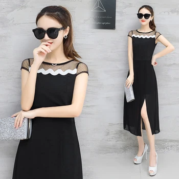 long summer dress new lace patchwork splicing chiffon dresses women short sleeve sexy party vestidos white black clothing lady
long summer dress new lace patchwork splicing chiffon dresses women short sleeve sexy party vestidos white black clothing lady
