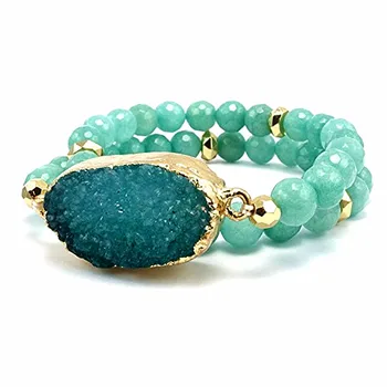 Nature Druzy Stones Pendan & Natural Stone Bead Strand Wrap Stretch Bracelet For Women
Nature Druzy Stones Pendan & Natural Stone Bead Strand Wrap Stretch Bracelet For Women