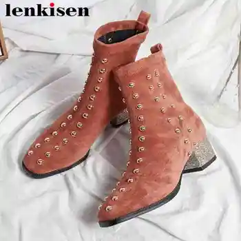 Lenkisen rivets decoration square toe slip on med heels well-ventilated women Autumn winter shoes ankle stretch vevelt boots L03
Lenkisen rivets decoration square toe slip on med heels well-ventilated women Autumn winter shoes ankle stretch vevelt boots L03