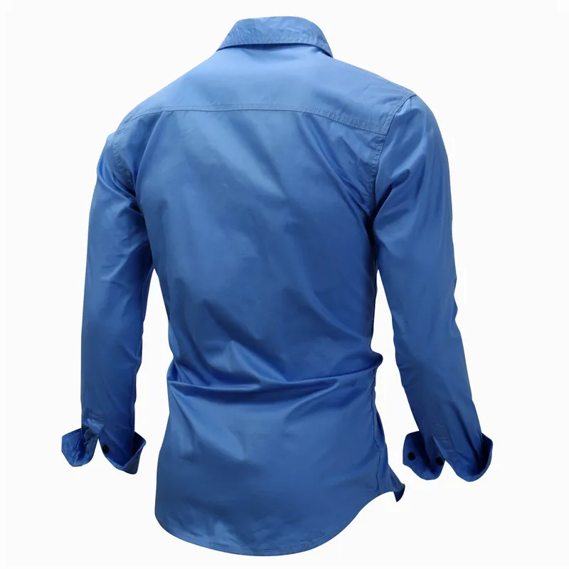 Fredd Marshall Brand Cotton Solid Color Denim Shirts with Pockets Long Sleeve Male Causual Shirt Camisa Masculina Plus Size (3)