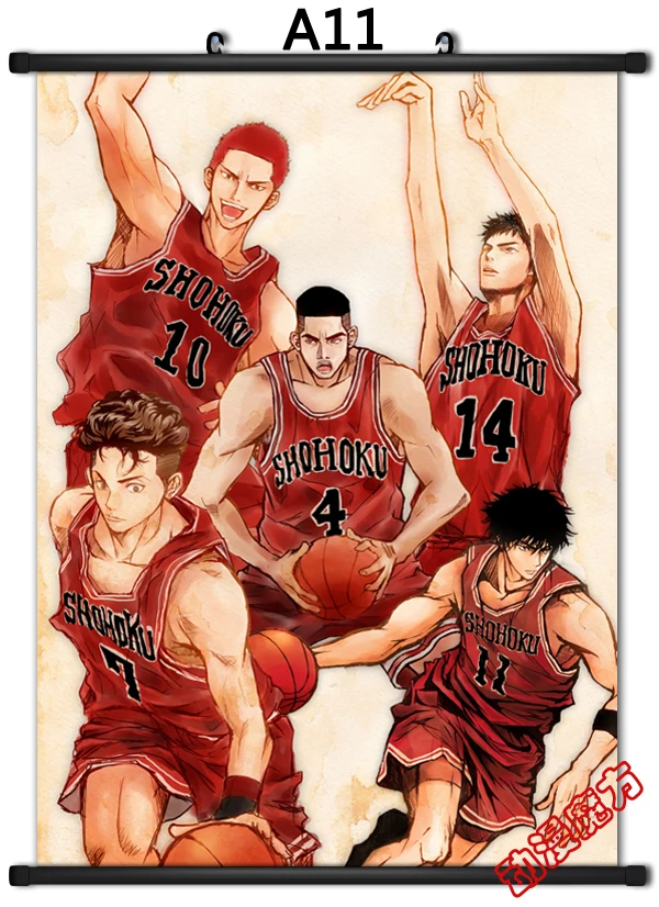 Cloth Poster Wall Scroll SLAM DUNK Hanamichi Sakuragi Rukawa Kaede Team 40x60cm