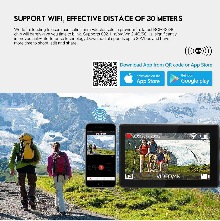 SOOCOO S300 4K 30FPS Sports Camera 2.35 Touchscreen Hi3559V100 IMX377 EIS Wifi External Mic GPS (10)