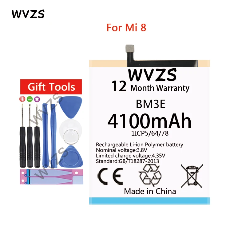 wvzs 4100mAh Li-Polymer Replacement Battery BM3E For Xiaomi Mi 8 M8 MI8 Batteries
wvzs 4100mAh Li-Polymer Replacement Battery BM3E For Xiaomi Mi 8 M8 MI8 Batteries