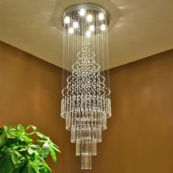 Modern crystal chandelier luxury indoor staircase lighting fixtures LED lustres de cristal large long crystal lamp
Modern crystal chandelier luxury indoor staircase lighting fixtures LED lustres de cristal large long crystal lamp