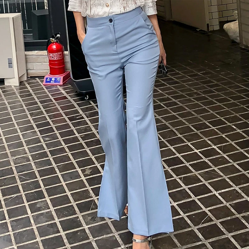 Fashion Blue Women Flare Pants Capris Side Split Female Trousers 2018 Autumn Streetwear Chic Bottoms Pantalones Mujer
Fashion Blue Women Flare Pants Capris Side Split Female Trousers 2018 Autumn Streetwear Chic Bottoms Pantalones Mujer