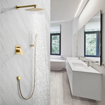 Hot and Cold Embedded In Hidden,Bathroom Shower System,Brass Brushed Gold Shower Set, Dark Wall Mounted,
Hot and Cold Embedded In Hidden,Bathroom Shower System,Brass Brushed Gold Shower Set, Dark Wall Mounted,