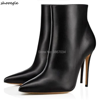 SHOOEGLE Black White Plain Boots Women Zip Ankle Boots Pointed Toe Thin Heels Classic Fashion Short Boots Mujer
SHOOEGLE Black White Plain Boots Women Zip Ankle Boots Pointed Toe Thin Heels Classic Fashion Short Boots Mujer