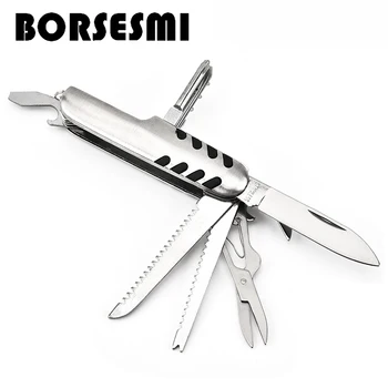 Hot sale stainless steel 11 in 1 camping pocket knife multi-function keychian folding knife kitchen fruit knives 
Hot sale stainless steel 11 in 1 camping pocket knife multi-function keychian folding knife kitchen fruit knives