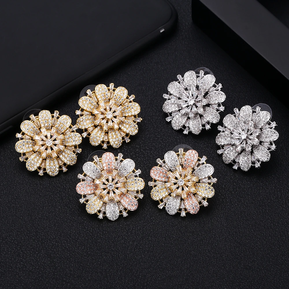 Jankelly Trendy Luxury Flower Blossom Stud Earrings For Women Wedding Cubic Zirconia Crystal African Dubai Gold Bridal Earring
Jankelly Trendy Luxury Flower Blossom Stud Earrings For Women Wedding Cubic Zirconia Crystal African Dubai Gold Bridal Earring