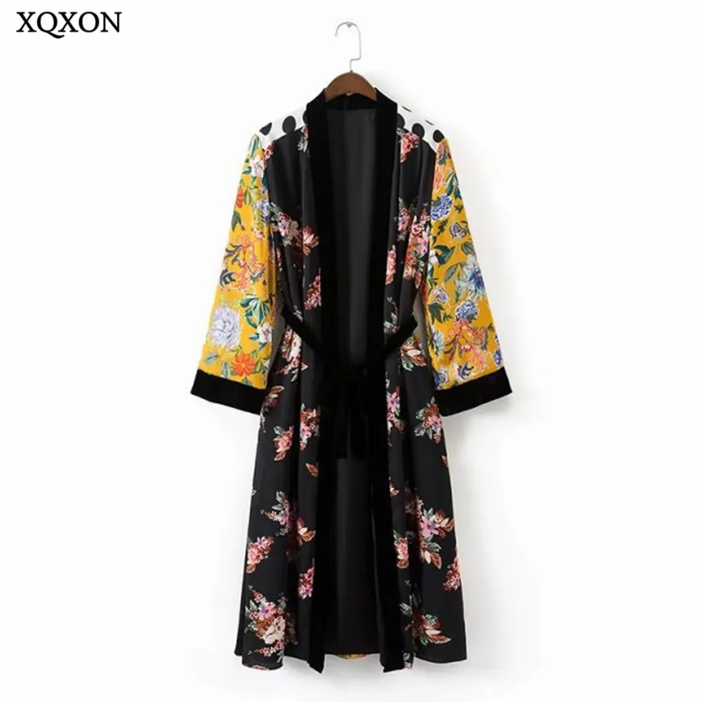 Vintage Ethnic Floral Polka Dot Print Sashes Kimono Women 2019 New Fashion Cardigan Velvet Patchwork Blouse Casual Femme Blusas
Vintage Ethnic Floral Polka Dot Print Sashes Kimono Women 2019 New Fashion Cardigan Velvet Patchwork Blouse Casual Femme Blusas