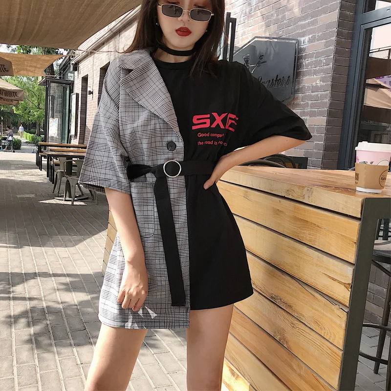 Summer New 2018 Women Fashion T-shirt Splice Plaid Suit Fake Two Pieces Tees Woman Casual Cotton Tshirts Ladies White Clothes
Summer New 2018 Women Fashion T-shirt Splice Plaid Suit Fake Two Pieces Tees Woman Casual Cotton Tshirts Ladies White Clothes