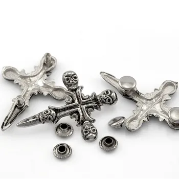 50 Sets Vintage Antique Silver Tone Cross Skull Punk Studs Spots Spike Rivets Bags Clothes Shoes Making 45x32mm(1 6/8"x1 2/8")
50 Sets Vintage Antique Silver Tone Cross Skull Punk Studs Spots Spike Rivets Bags Clothes Shoes Making 45x32mm(1 6/8"x1 2/8")