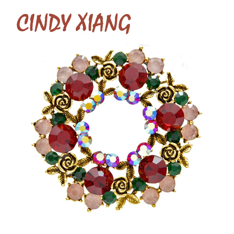 CINDY XIANG Red And Green Color Rhinestone Rose Circle Flower Brooches For Women Vintage Christmas Jewelry Brooch Pin New 2019
CINDY XIANG Red And Green Color Rhinestone Rose Circle Flower Brooches For Women Vintage Christmas Jewelry Brooch Pin New 2019