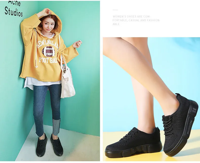 Spring NEW Women Sneakers Shoes Ladies lace up flat Platform white sneakers for Women Mesh Sock Casual Shoes Creepers (11)