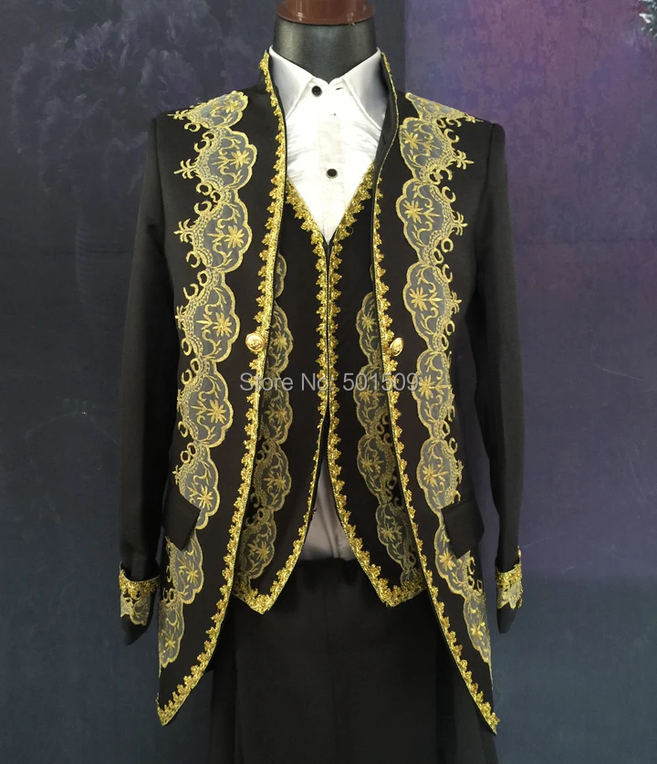 black/white golden mens period costume Medieval Renaissance stage performance/Prince charming William
black/white golden mens period costume Medieval Renaissance stage performance/Prince charming William