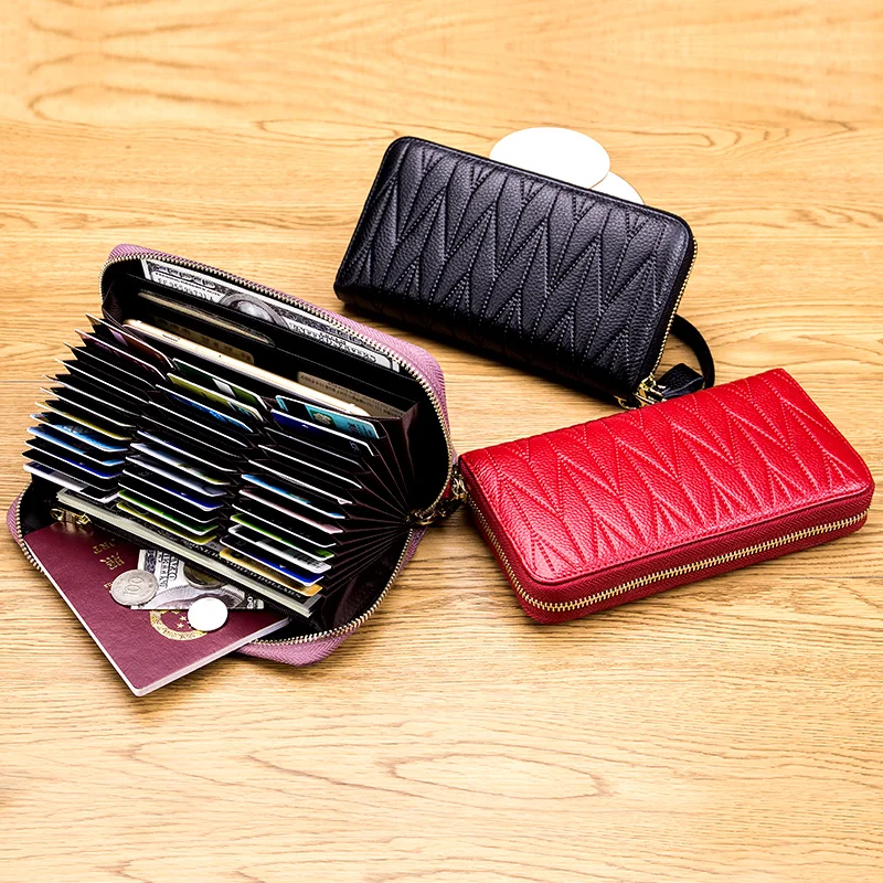 Women Big Zipper Wallet Genuine Cow Leather Long Purse Lady Accordion Credit Card Holder RFid Female Large Capacity Money Bag
Women Big Zipper Wallet Genuine Cow Leather Long Purse Lady Accordion Credit Card Holder RFid Female Large Capacity Money Bag