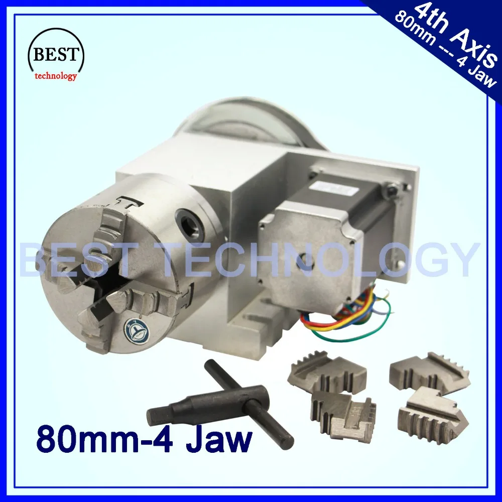 4 Jaw 80mm CNC 4th Axis Reduction ratio 6:1 CNC dividing head/Rotation A axis kit Nema23 for woodworking engraving machine
4 Jaw 80mm CNC 4th Axis Reduction ratio 6:1 CNC dividing head/Rotation A axis kit Nema23 for woodworking engraving machine