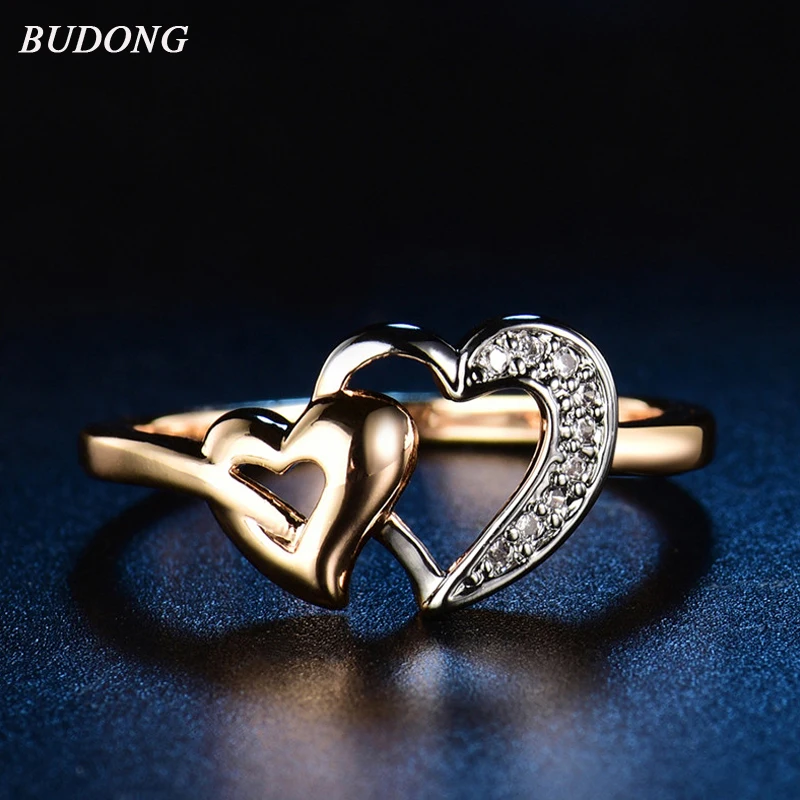 BUDONG Double Heart Ring Engagement Rings Classic Wedding Finger Ring Gold-Color Rings with Zirconia 10mm Width Jewelry XUR593
BUDONG Double Heart Ring Engagement Rings Classic Wedding Finger Ring Gold-Color Rings with Zirconia 10mm Width Jewelry XUR593