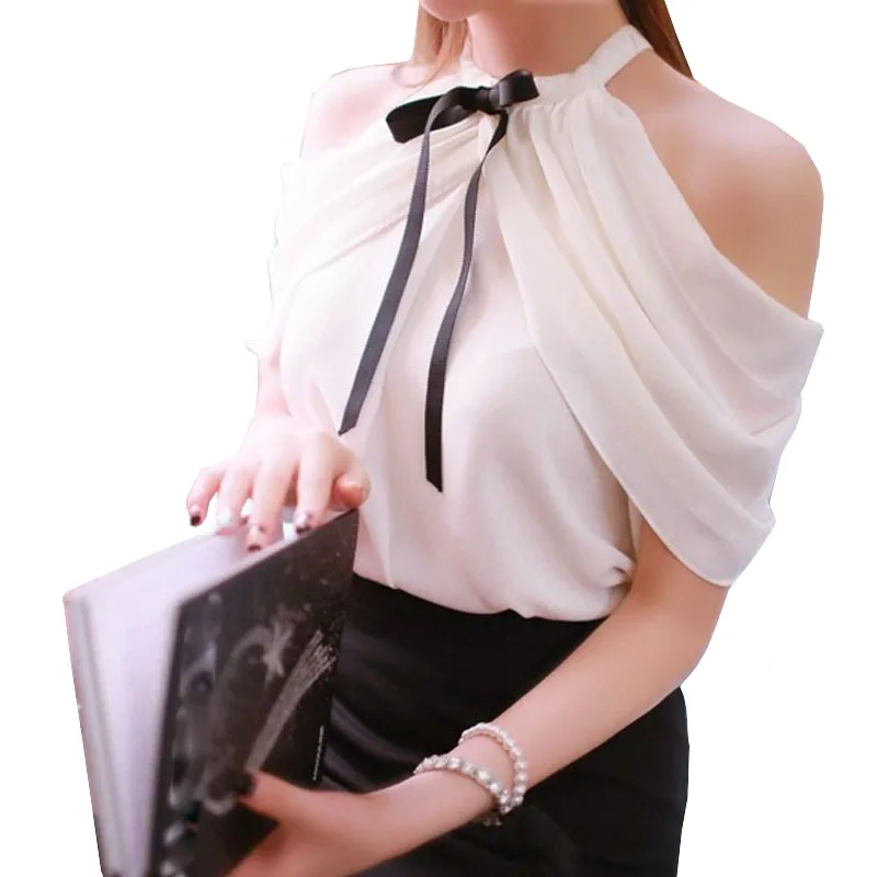 Summer Ladies Tops And Blouses 2018 Sweet Chiffon Bow Neck Draped Cold Shoulder Sexy Blouse Plus Size Top Femme Shirt bluzki
Summer Ladies Tops And Blouses 2018 Sweet Chiffon Bow Neck Draped Cold Shoulder Sexy Blouse Plus Size Top Femme Shirt bluzki