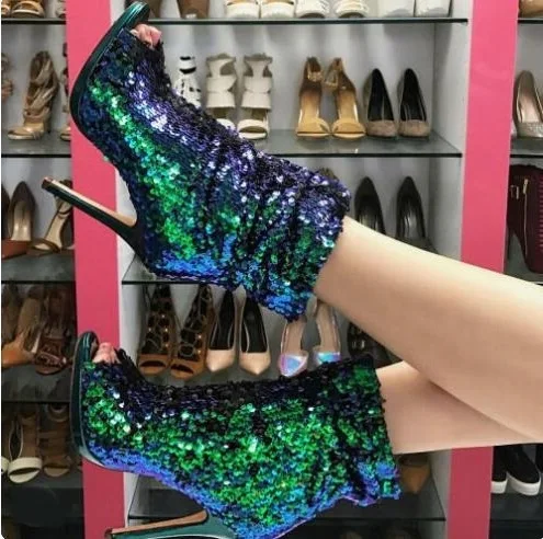 Hot Selling Green Gold Sequin Peep Toe Stiletto Slouchy Bootie Peep Toe High Heels Ladies Womens Ankle Boots Shoes
Hot Selling Green Gold Sequin Peep Toe Stiletto Slouchy Bootie Peep Toe High Heels Ladies Womens Ankle Boots Shoes