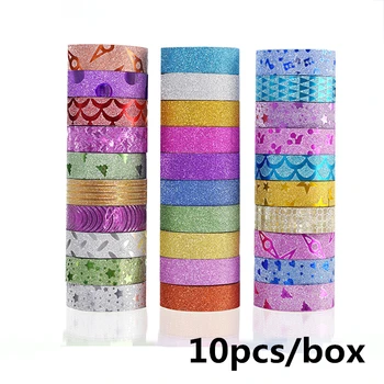 10pcs/box New Arrival Adhesive Silver Golden Glitter Washi Tape Scrapbooking Christmas Party Kawaii Cute Decorative Paper Crafts
10pcs/box New Arrival Adhesive Silver Golden Glitter Washi Tape Scrapbooking Christmas Party Kawaii Cute Decorative Paper Crafts