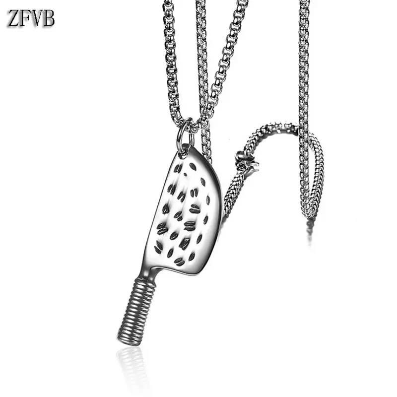 ZFVB Stainless Steel Kitchen knife Pendant Necklace Men Chain Box Chain Gold color Cleaver Necklaces Tool Jewelry Gift
ZFVB Stainless Steel Kitchen knife Pendant Necklace Men Chain Box Chain Gold color Cleaver Necklaces Tool Jewelry Gift