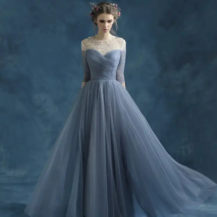 Smoky Blue Bridesmaid Dresses and Prom