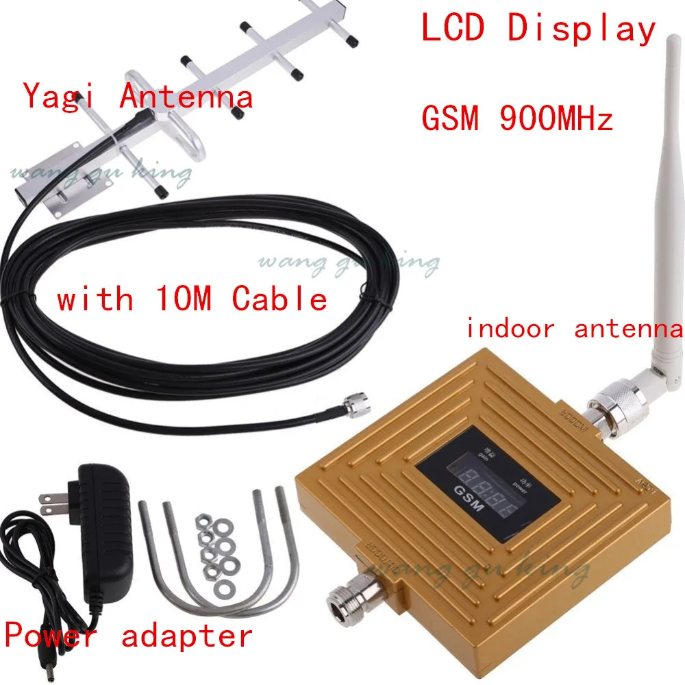 Image LED display GSM Repeater Booster Amplifier, 900Mhz Cell Phone Mobile Signal booster amplifier repeater 10m Cable+Antenna