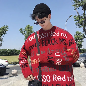 Red Letter Pullover Trendy Sweater Men Cashmere Winter Warm Knitted Full Sweaters Hip Hop College Couple Loose Christmas Clothes
Red Letter Pullover Trendy Sweater Men Cashmere Winter Warm Knitted Full Sweaters Hip Hop College Couple Loose Christmas Clothes
