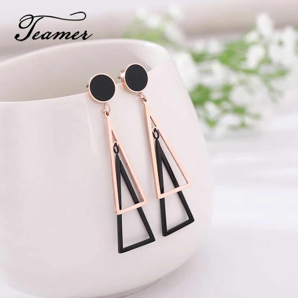 Teamer Fashion Stainless Steel Earrings Double Hollow Triagnle Geometric Drop Earrings for Women Korean Party Jewelry Bijoux
Teamer Fashion Stainless Steel Earrings Double Hollow Triagnle Geometric Drop Earrings for Women Korean Party Jewelry Bijoux