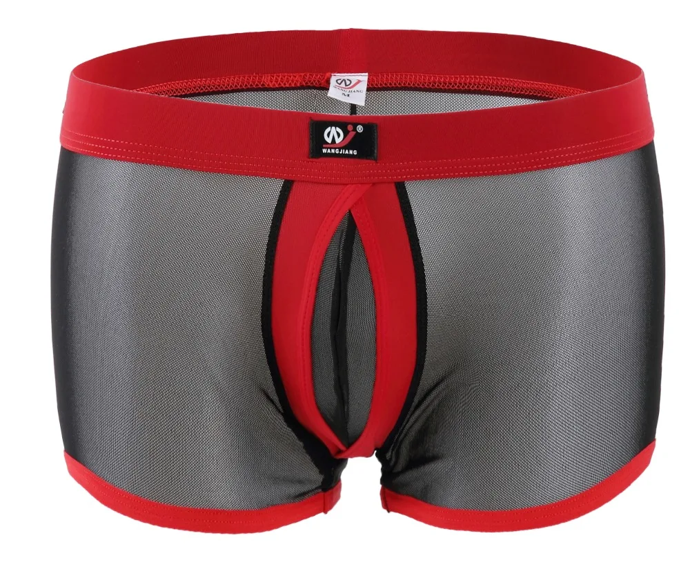 WJ Underwear Men Sexy Gay Male Panties Bugle Pouch Gauze Boxers Mesh