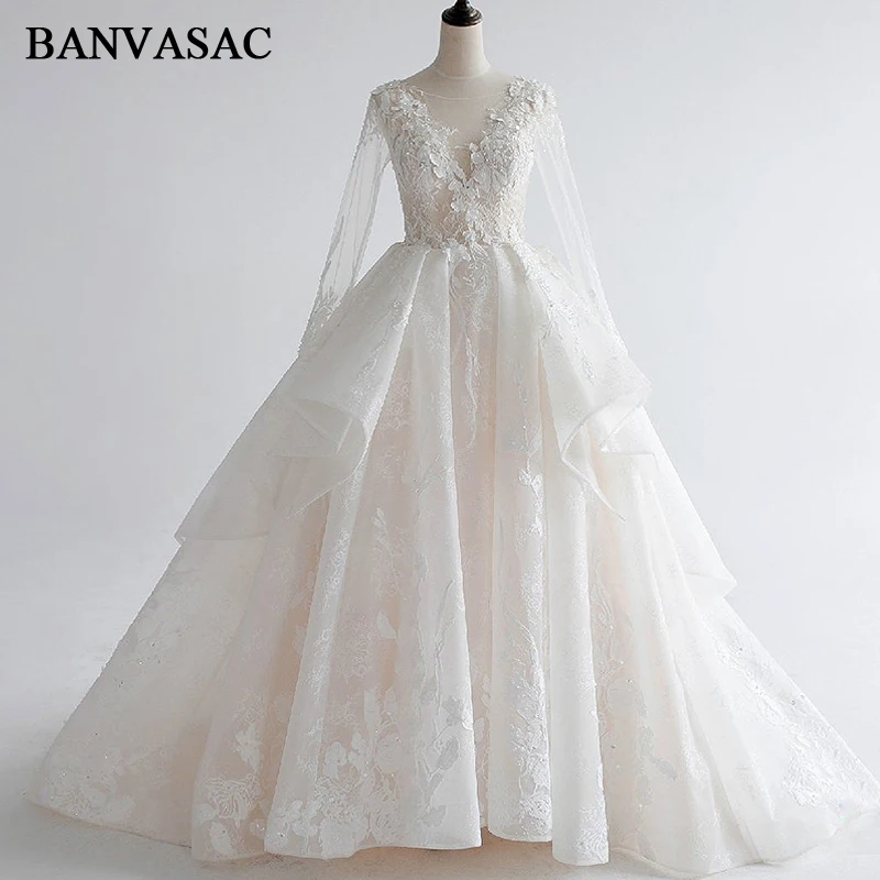 BANVASAC 2018 Vintage Real Photos Ball Gown Wedding Dresses Long Sleeve Lace Appliques Flowers Cathedral Train Bridal Gowns
BANVASAC 2018 Vintage Real Photos Ball Gown Wedding Dresses Long Sleeve Lace Appliques Flowers Cathedral Train Bridal Gowns
