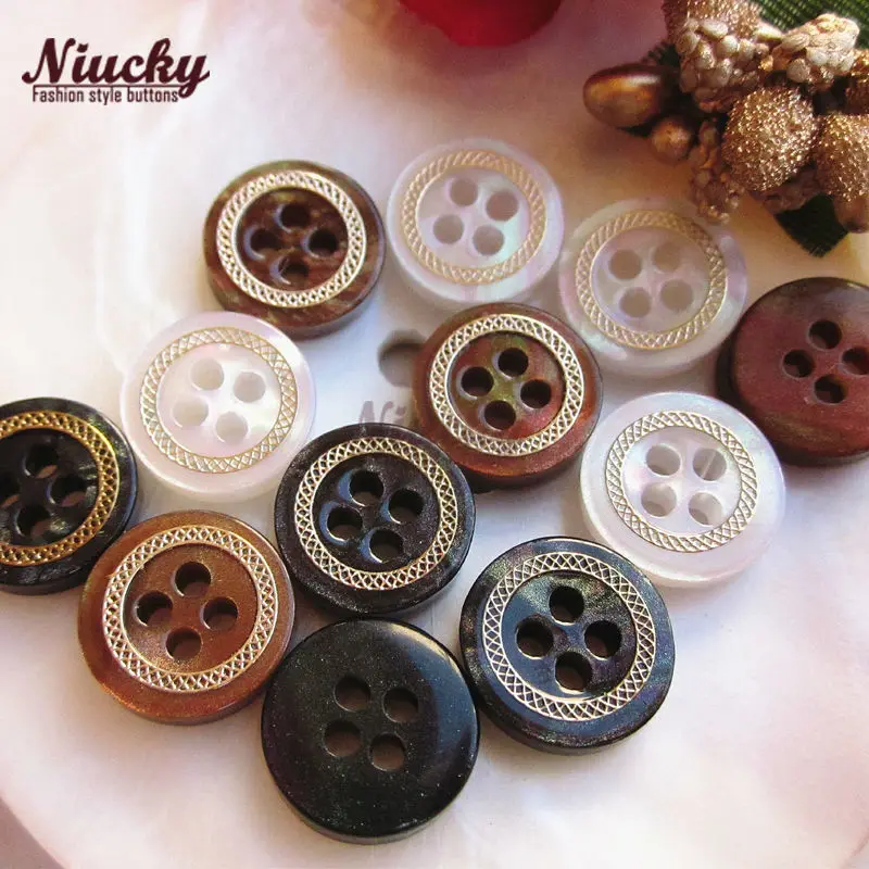 Niucky 11.3mm 7/16" 4 holes yellow copper pearlescent sewing buttons for garment white Coffee black buttons supplies R0201-022 
Niucky 11.3mm 7/16" 4 holes yellow copper pearlescent sewing buttons for garment white Coffee black buttons supplies R0201-022