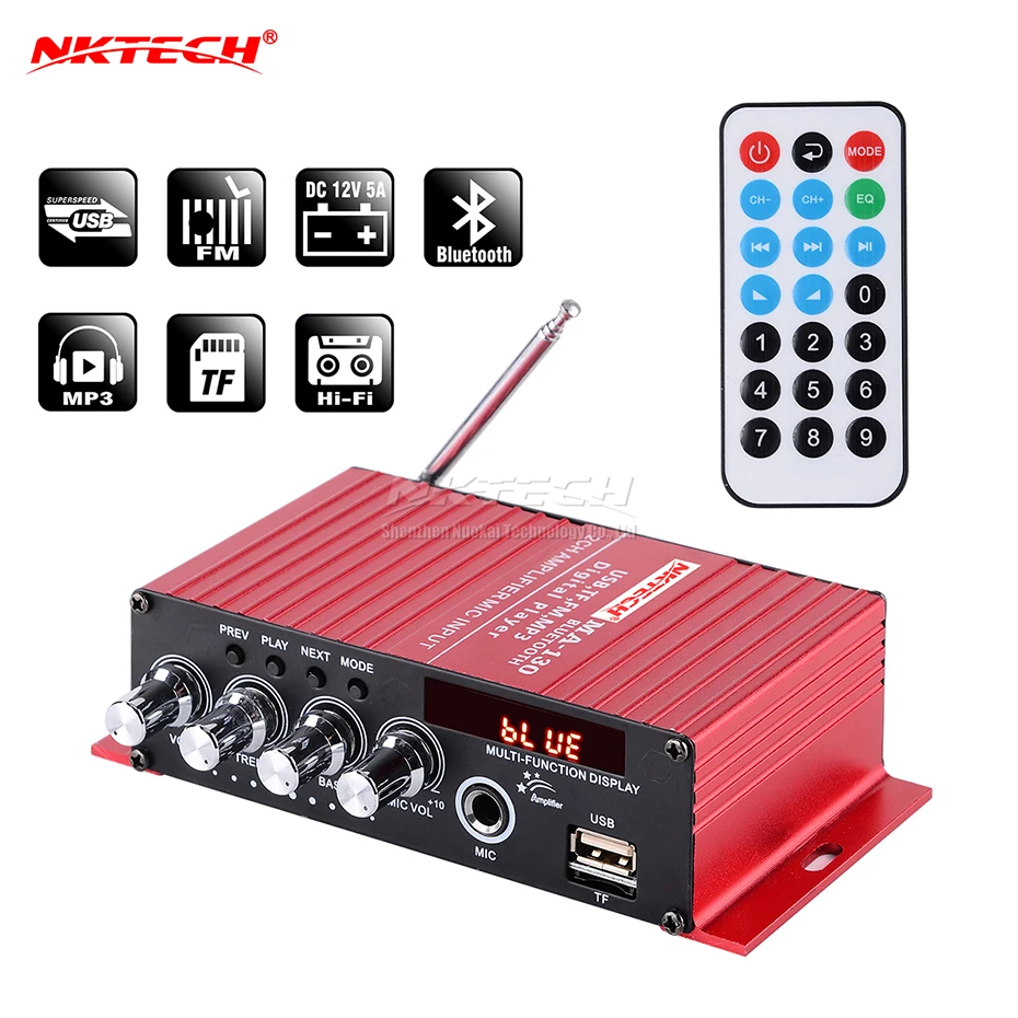 Автомобильный цифровой аудио плеер NKTECH MA 130 усилитель мощности Bluetooth 2 канальный x