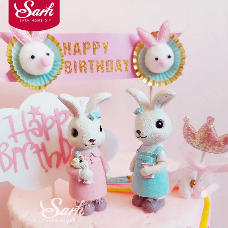 Bling Gold Pink White Rabbit "Happy Birthday" Clay Balloon Cake Topper for Party Decoration Dessert lovely Gifts
Bling Gold Pink White Rabbit "Happy Birthday" Clay Balloon Cake Topper for Party Decoration Dessert lovely Gifts