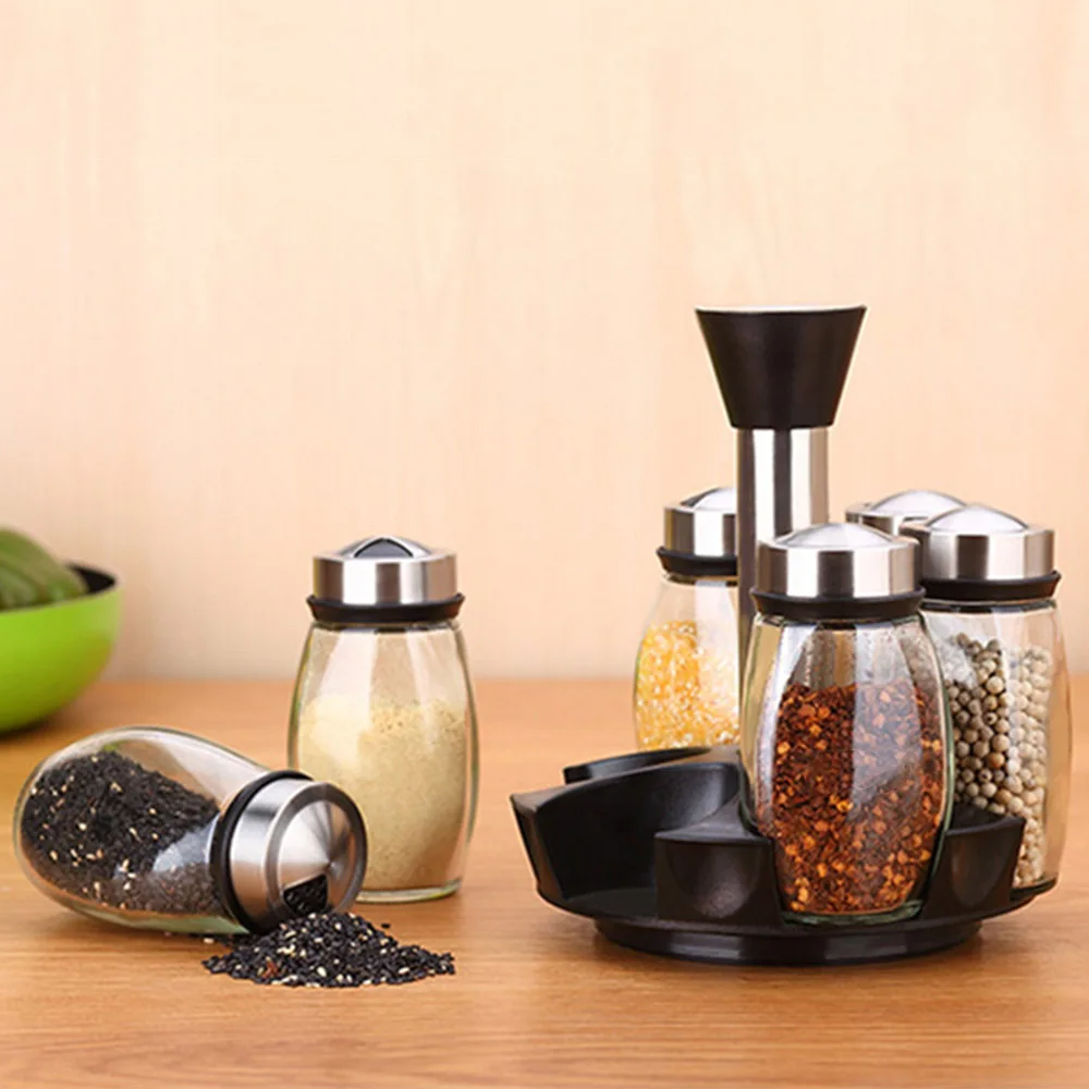 7Pcs/Set Steel Glass Cruet Condiment Spice Jars Set Salt Pepper Shakers Seasoning Sprays Rotating Stainless Kitchen Organizer
7Pcs/Set Steel Glass Cruet Condiment Spice Jars Set Salt Pepper Shakers Seasoning Sprays Rotating Stainless Kitchen Organizer
