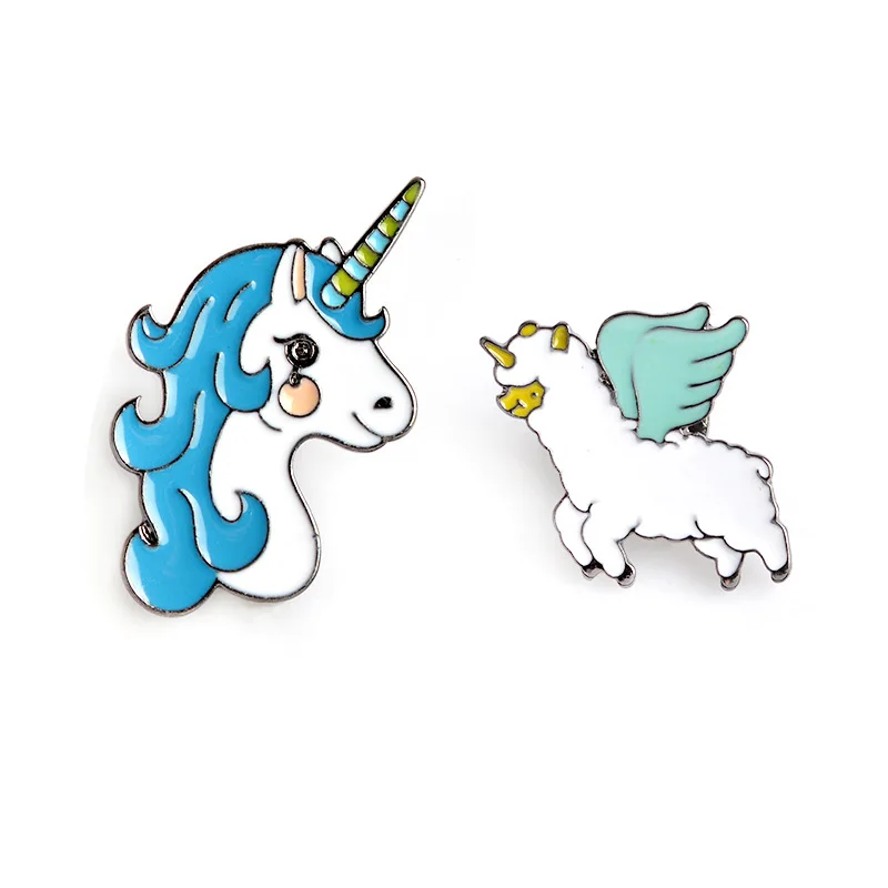 

Fashion Jeans Brooch Pins Jewelry Accessories Cute Animal Unicorn and Angel Sheep Alpaca Enamel Alloy Brooch Women Corsage