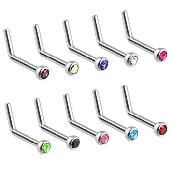 10 Lot L-Shape Colorful Rhinestone Nose Ring Fashion Body Jewelry Nose Studs Nose Piercing Stud Wholesale
10 Lot L-Shape Colorful Rhinestone Nose Ring Fashion Body Jewelry Nose Studs Nose Piercing Stud Wholesale