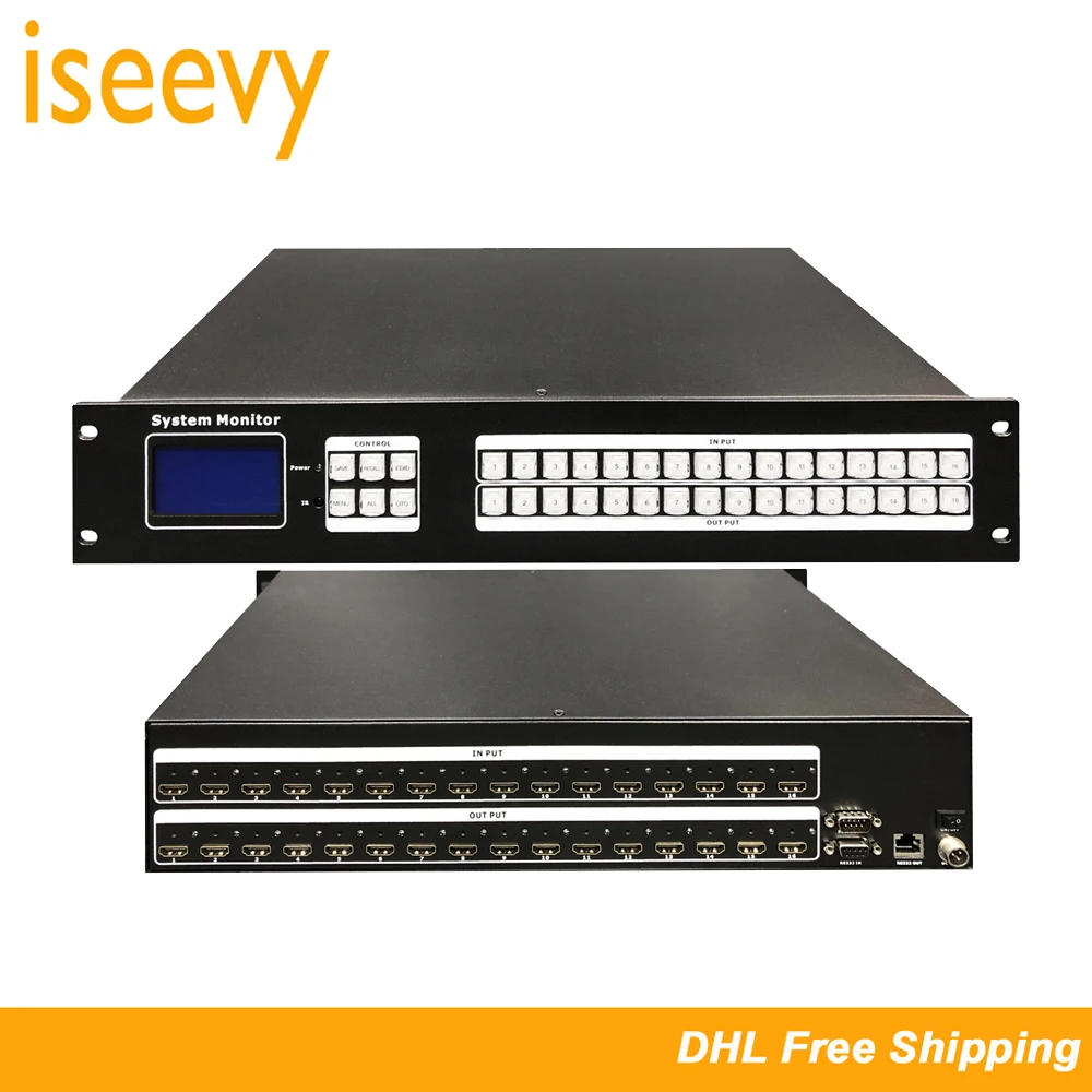 ISEEVY 16x16 HDMI Matrix Switch with HDMI 16 in 16 Out Full Channels support 4Kx2K@30Hz, 1080P3D@60Hz, HDCP 1.4, Blue-ray, EDID
ISEEVY 16x16 HDMI Matrix Switch with HDMI 16 in 16 Out Full Channels support 4Kx2K@30Hz, 1080P3D@60Hz, HDCP 1.4, Blue-ray, EDID