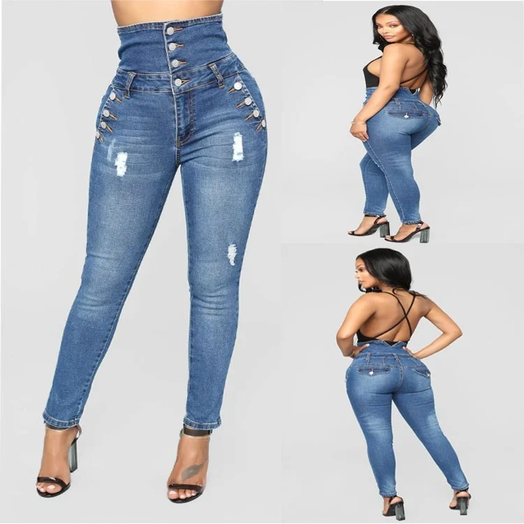 Women's Fashion Super High Waisted Big Elastic Blue Four-breasted Stretch Slim Pencil Denim Jeans Skinny Jeans for Women S-3XL
Women's Fashion Super High Waisted Big Elastic Blue Four-breasted Stretch Slim Pencil Denim Jeans Skinny Jeans for Women S-3XL