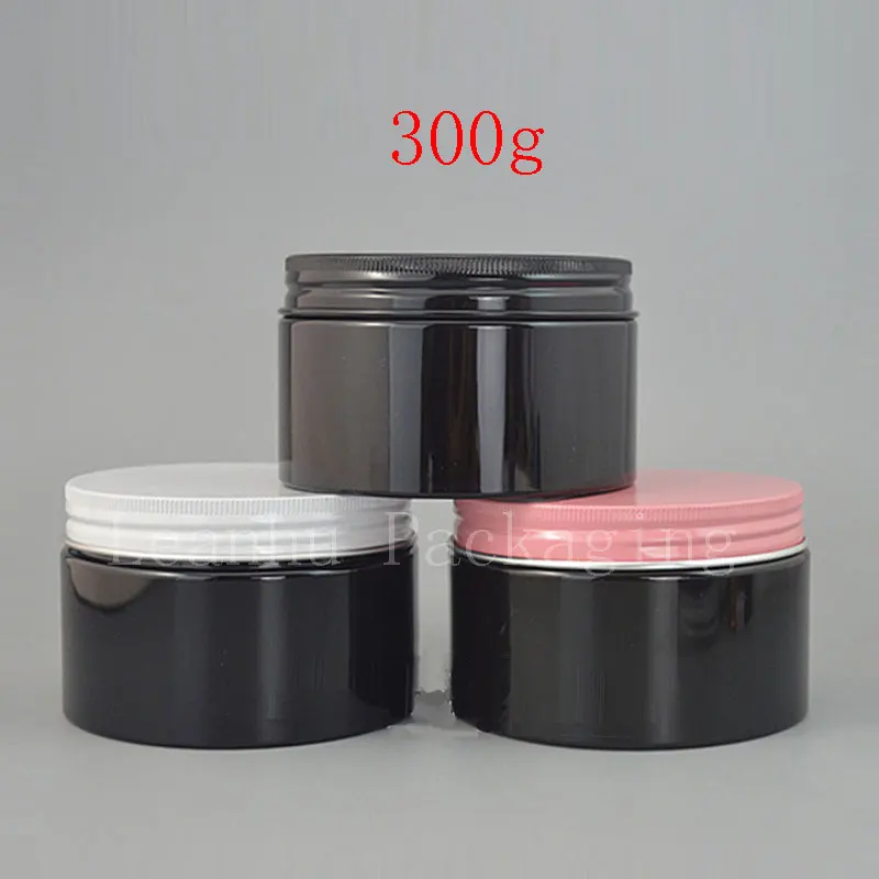 300g black Jar with aluminum lid